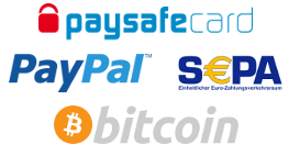 Server bezahlen mit Paysafecard, PayPal, Bitcoin, SEPA